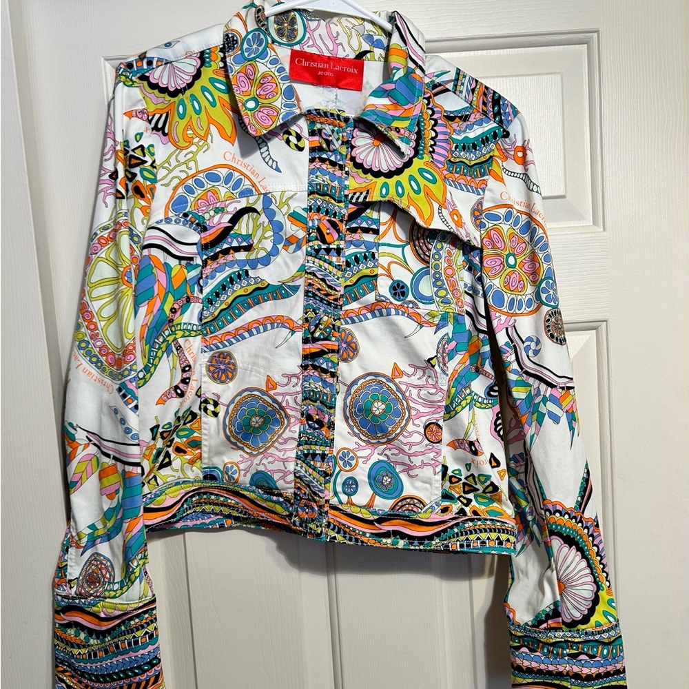 Christian Lacroix Blue and Green Blazer with Bold Patterns